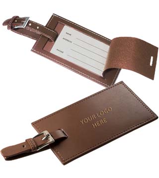 BLK-ICO-322 - Rectangular Cowhide Leather Luggage Tag