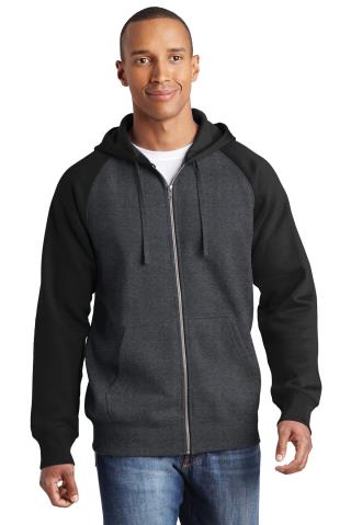 Raglan Colorblock Full-Zip Hooded Fleece Jacket